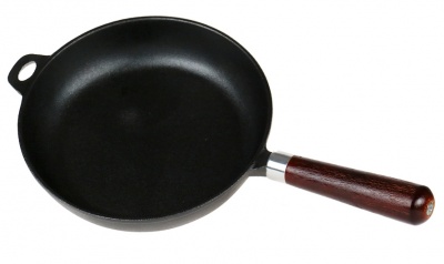 Сковорода чугунная 220/50 с деревянной ручкой "Luxstahl" Арт. кт1499